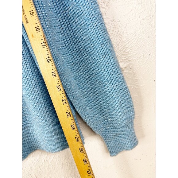 VTG Gitano Knits Medium Blue V-Neck Fitted Acrylic Sweater Sparkle Soft EUC - Picture 5 of 8